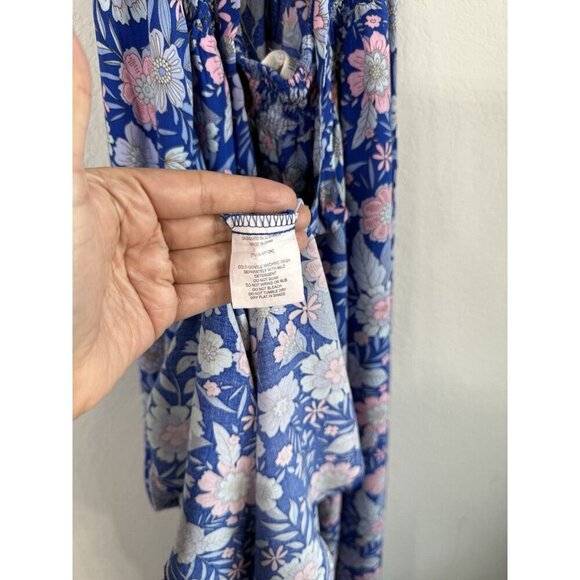 Abel the Label Blue Bell Cottage Floral Maxi Halter Backless Tie Back Dress Sz M - Picture 13 of 16